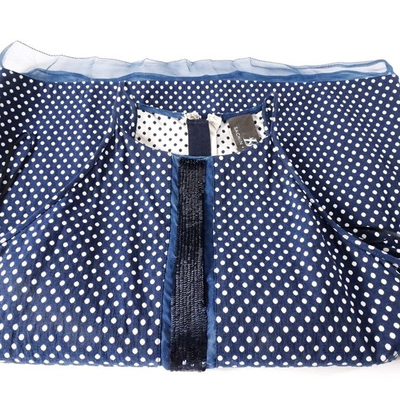 Sachin & Babi Blue White Polka Dot Net Sequin Zipper Back Tank Top XS - Picture 10 of 15